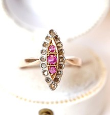 Antiker Ring um 1900 aus 585/000 Rotgold mit Rubinen und Diamanten  B4271