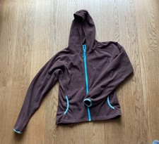 Loesdau-Microfleecejacke, XS, schokobraun-Türkis, gebraucht