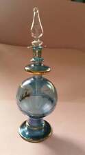 Vintage Parfum Flakon Orientalische Parfumflasche Glas Blau Gold 19 cm