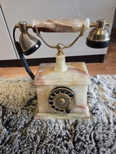 Orginal Retro Telefon im Antiklook – Onyx Stein & Messing, Deko, 1970er Stil 