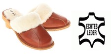 Damen Pantoffeln Echtes Leder mit Lammfell Hausschuhe mit Wolle Lammwolle #200