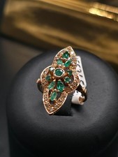 FS Ring Größe 53 Gelbgold 585 14k zeitlos elegant Diamant Brillant Smaragd