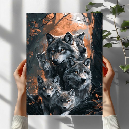Wolf familie premium poster - familie,