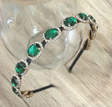 Wunderschönes 18K Gelbgold Über Smaragd & Diamant Braut Haarteil Tiara Haarreif