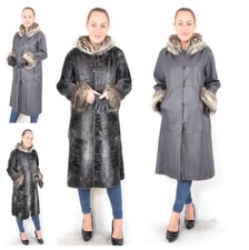 A4562 BREITSCHWANZ PERSIANER WENDEMANTEL LEDER PELZ PELZMANTEL - REVOMABLE COAT