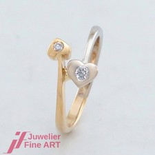 Ring - Herzform mit 2 Brillanten (Diamant) ges. ca. 0,06ct - 18K/750 GG/WG