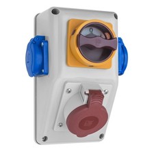 Kombi Wandsteckdose 5 polig CEE 2x Schuko Steckdose 16A 400V mit Schalter