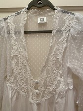 Braut Morgenmantel Weiß Spitze Lang 