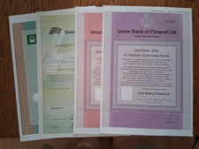 4 Historische Wertpapiere - Optionsscheine Union Bank of Finland Ltd, Benetton