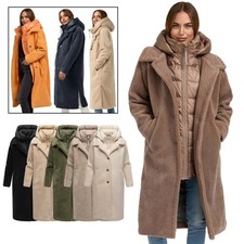 Navahoo Teddyzauber Damen Winter Mantel Jacke lang kuschelig Fleece warm N041