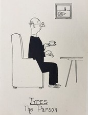 Nicolas Bentley, Original Feder & Tusche Zeichnung "Types, The Parson", um 1930