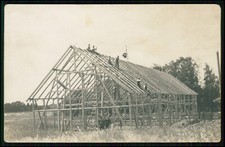 Landwirtschaftliches Gebäude Holzkonstruktion Richtfest Zimmerer Dachstuhl 1930