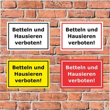 Schild betteln und - schild, hausieren