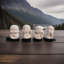 4 PC Mini Buddha Statue Mönch Statuette Figur Keramik Kunsthandwerk Verzierungen