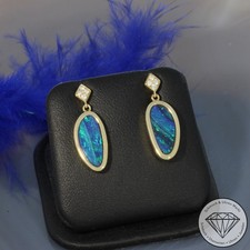 Wert 1960 € Brillant Opal Ohrringe 585 14 Karat Gelb Gold xxyy
