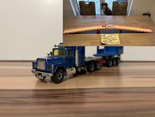 Siku 4013 MACK Schwertransporter blau mit Strassenbrücke 1,5m 1980er Zustand 2-3