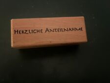 Motivstempel Holz Fa. Heindesign - Herzliche Anteilnahme-8x3cm, wie NEU 