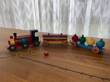 Holzspielzeug, Eisenbahn, alt, 1960er Jahre, Brio