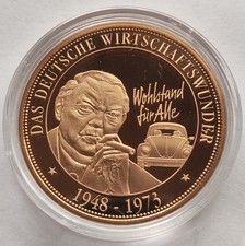 MEDAILLE - WIRTSCHAFTSWUNDER / AUTO VW KÄFER- 24 KARAT VERGOLDET - PROOF - RAR