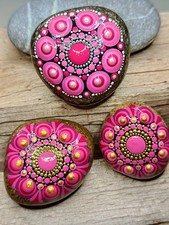 Schnäppchen! 3 Mandala-Steine, Weihnachtsgeschenk, Deko, handbemalt, Naturstein