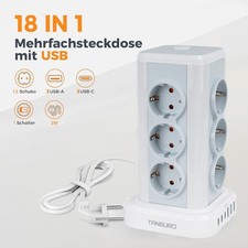 Steckdosenleiste Steckdosentower Wireless Ladestation USB Mehrfach 12Fach
