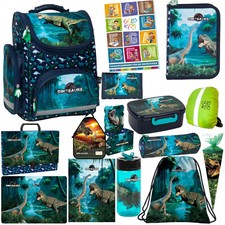 Schulranzen 15er-Set - Schul-Rucksack für Kinder Dinosaurier Motiv - 1-3 Klasse