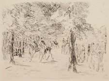 Max Liebermann - Tiergarten mit Reitern - Radierung 1924, signiert