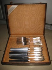 WMF 2900 : Vorspeisenbesteck, Messer & Gabel, 90er Silber, Besteck im Kasten