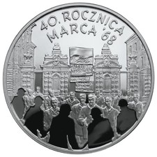 Polen /Moneta 10 zł Marzec '68 / 2008 Silber