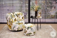 Dreh- & Schaukelsessel Modell Donna mit Hocker in Stoff Impression