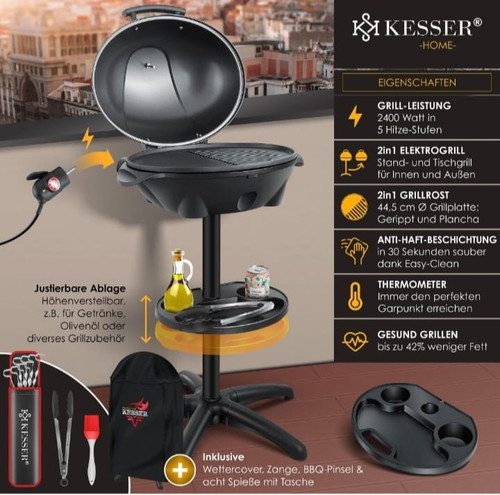Elektrogrill 2in1 tischgrill - 2in1,