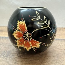 Keramik Kugelvase Schwarz Gold • Decorative Vase
