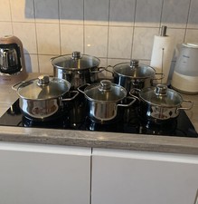 WMF CROMARGAN,Diadem Plus Kochtopf Set 5 Teilig Edelstahl mit Glasdeckel,Silber,