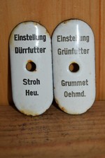 2 Alte Emailschilder Landwirtschaft 50er Jahre,Maschine,Grünfutter/Dürrfutter