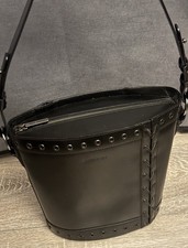 Bruno Magli Beuteltasche Bucket Bag Leder Nieten Damen Handtasche Italien