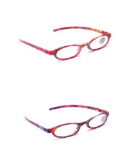 Lesebrille Damen Bunt Blumen Muster Rot Lila mit Etui SALE SALE