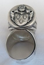 Silberring Französisches Lilienwappen Silber 925. Feines Wappen