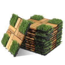 Holzfliesen mit kunstrasen - holzfliesen,