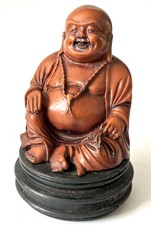 BUDDHA lachender dicker Happy Buddha Figur 13 cm, rotbraun, Glück, Feng Shui