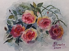 Aquarell Bild 🌹Rosen A4 21×29 Blumen Unikat  Ungerahmt Papier 300gr