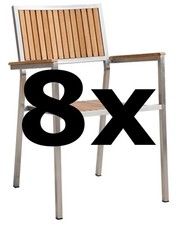 8 Stk Gartenstuhl Stapelstuhl KUBA-TEAK Edelstahl Teak stapelbar Gastroqualität