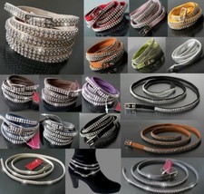 Gürtel 90-102cm Damengürtel Strass Stiefelband Armband LederLook Damen VA12#