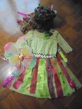 Karneval Unikat Elfe Waldelfe Waldfee Kleid+ Flügel+ Haarkranz+ Perücke Größe S