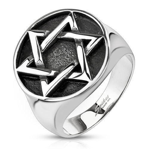 Edelstahl ring davidstern - edelstahl,