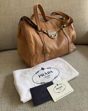 Original PRADA Fullset Antic Easy Leder Tasche Shopper Hellbraun/ Natur