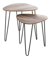 Haku Beistelltisch 2er Set schwarz-eiche dunkel Wohnzimmertisch Couchtisch Tisch