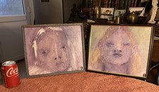 2 GEISTERPORTRAITS - Original Ölgemälde von BEN HOLMES. Gerahmt. Signiert.