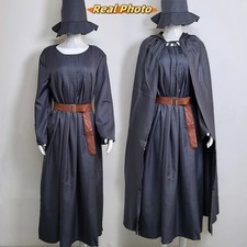 Zauberer Robe Kostüm Umhang Hut Set Fantasy Cosplay Hobbit Gandalf
