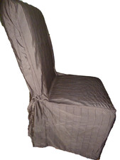 6 klassisch elegante Stuhlhussen-überzüge für Hochlehner seitl.Bänder dkl.braun