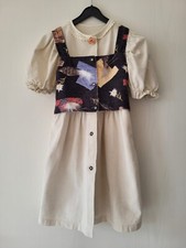 Dirndl Trachten Kleid und Leibchen Leinen Baumwolle Beige Mädchen Gr. 110/116